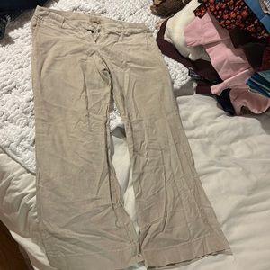Low waisted brown light weight beach pants, bootcut